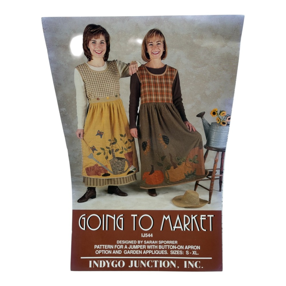 Indygo Junction IJ544 Pattern Going to Market Jumpers Apron Appliques S-XL Uncut